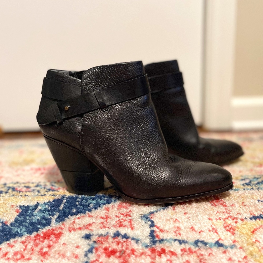 Dolce Vita Black Leather Hilary Ankle Strap Booties